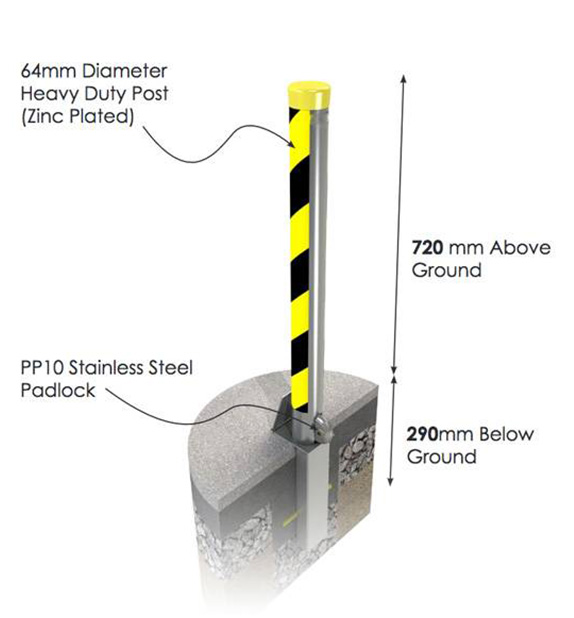 Z4 parking post dimensions and installation diagram